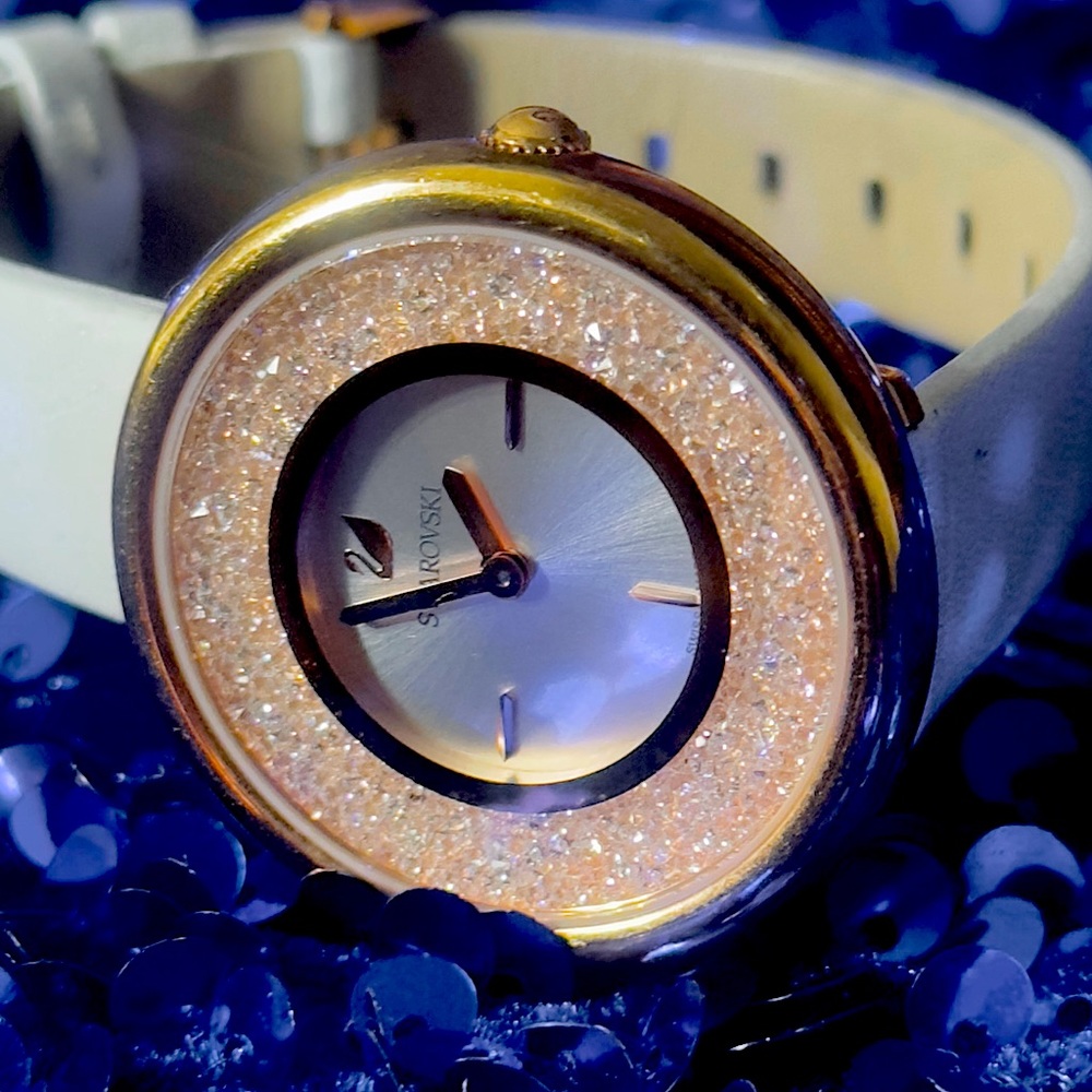 Swarovski Crystalline White Leather Watch